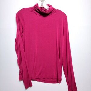Jillian Nicole Womens Burgundy Ruched Turtleneck Long Sleeve Top Size L